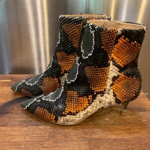 L.K. Bennett imitation snake leather ankle boots.